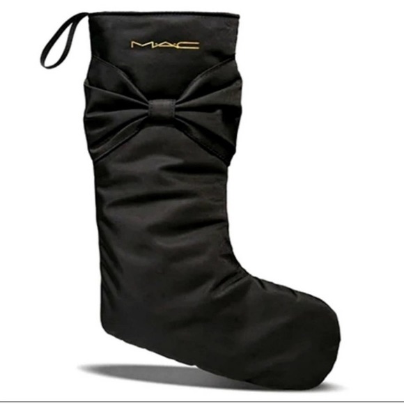 MAC Cosmetics 2022 HolidayCollection Black Gold Satin Christmas Stocking Gift - Picture 1 of 4